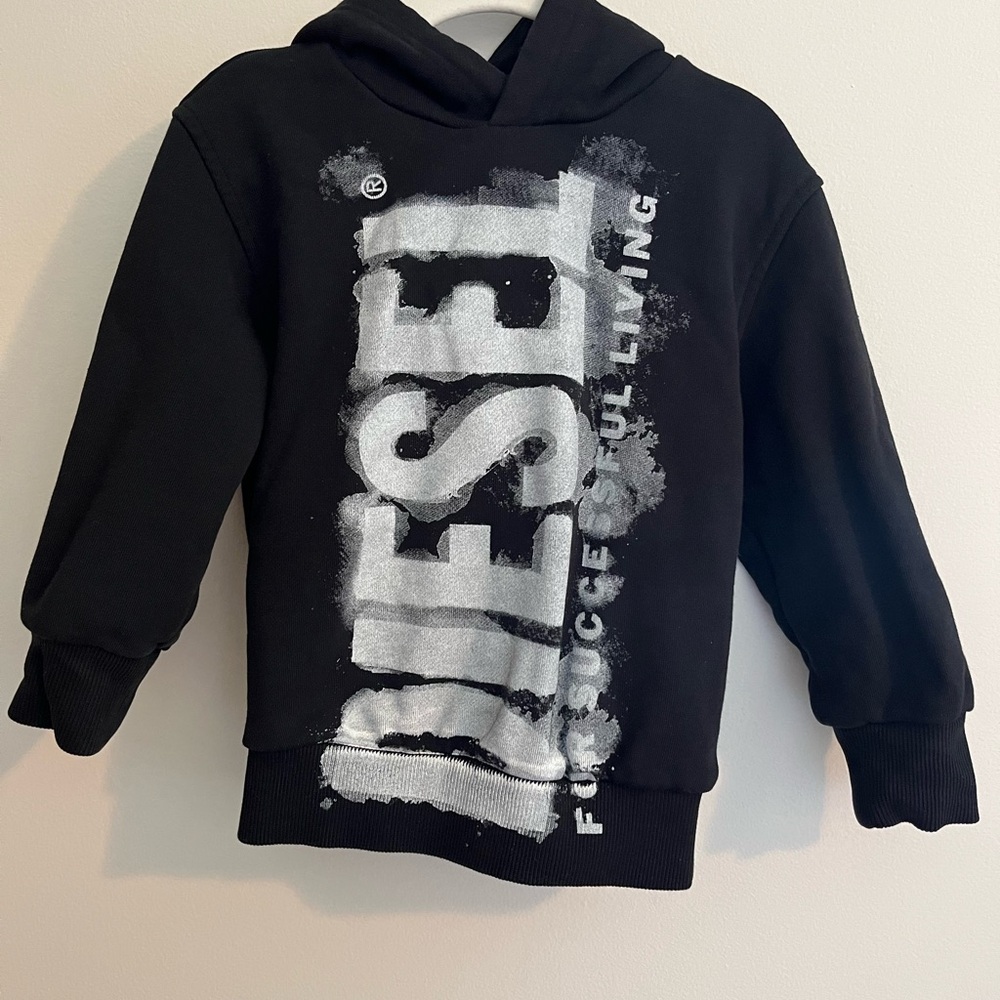 Diesel Kids Black and White Graphic Hoodie